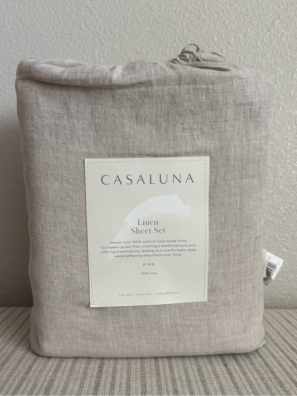 NWT King 100% Linen Sheet Set Natural - Casaluna